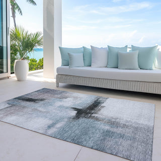 Piper Looms Chantille Modern ACN1097 Blue Machine Washable Area Rug Outdoor Lifestyle Image Feature
