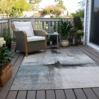 Piper Looms Chantille Modern ACN1097 Blue Machine Washable Area Rug Outdoor Lifestyle Image Feature