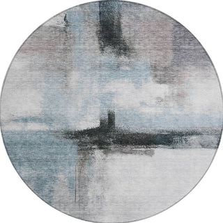 Piper Looms Chantille Modern ACN1097 Blue Machine Washable Area Rug Round Main Image