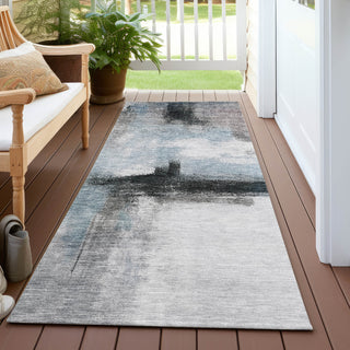Piper Looms Chantille Modern ACN1097 Blue Machine Washable Area Rug Runner Outdoor Lifestyle Image Feature