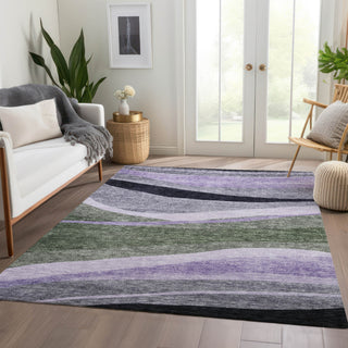 Piper Looms Chantille Swirls ACN1098 Aloe Machine Washable Area Rug Lifestyle Image Feature
