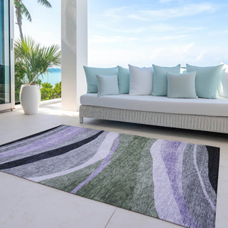Piper Looms Chantille Swirls ACN1098 Aloe Machine Washable Area Rug Outdoor Lifestyle Image Feature