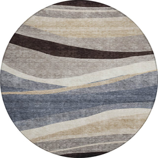 Piper Looms Chantille Swirls ACN1098 Blue Machine Washable Area Rug Round Main Image