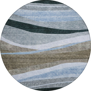 Piper Looms Chantille Swirls ACN1098 Brown Machine Washable Area Rug Round Main Image