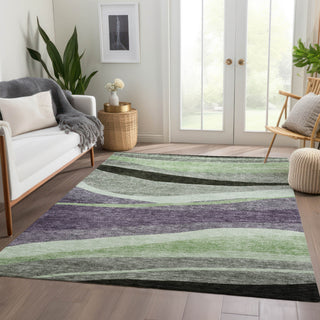 Piper Looms Chantille Swirls ACN1098 Purple Machine Washable Area Rug Lifestyle Image Feature