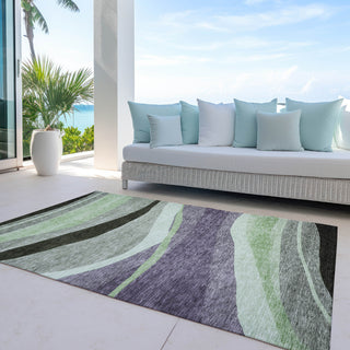 Piper Looms Chantille Swirls ACN1098 Purple Machine Washable Area Rug Outdoor Lifestyle Image Feature
