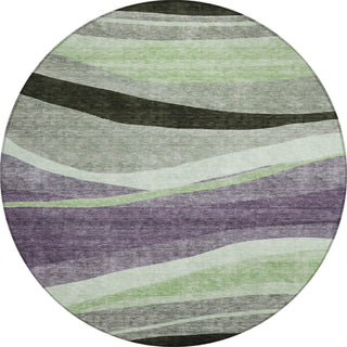 Piper Looms Chantille Swirls ACN1098 Purple Machine Washable Area Rug Round Main Image