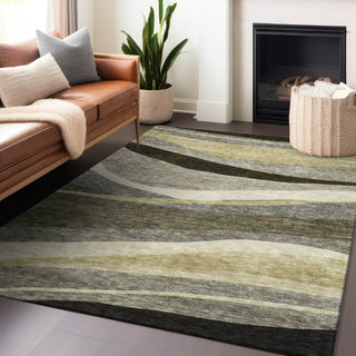 Piper Looms Chantille Swirls ACN1098 Taupe Machine Washable Area Rug Lifestyle Image Feature