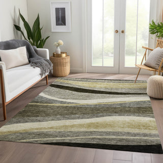 Piper Looms Chantille Swirls ACN1098 Taupe Machine Washable Area Rug Lifestyle Image Feature