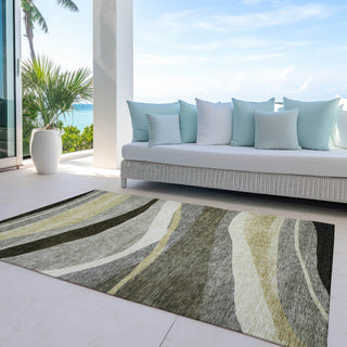 Piper Looms Chantille Swirls ACN1098 Taupe Machine Washable Area Rug Outdoor Lifestyle Image Feature