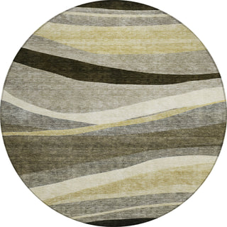 Piper Looms Chantille Swirls ACN1098 Taupe Machine Washable Area Rug Round Main Image
