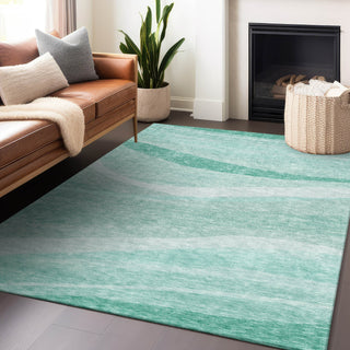 Piper Looms Chantille Swirls ACN1099 Aqua Machine Washable Area Rug Lifestyle Image Feature