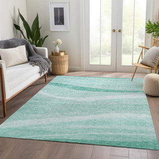 Piper Looms Chantille Swirls ACN1099 Aqua Machine Washable Area Rug Lifestyle Image Feature