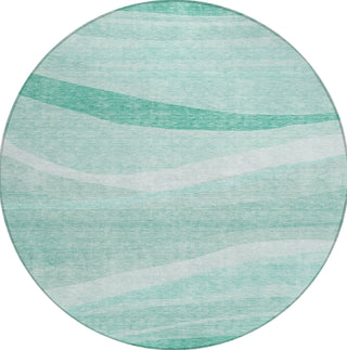 Piper Looms Chantille Swirls ACN1099 Aqua Machine Washable Area Rug Round Main Image