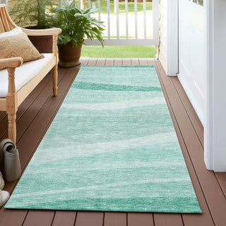 Piper Looms Chantille Swirls ACN1099 Aqua Machine Washable Area Rug Runner Outdoor Lifestyle Image Feature