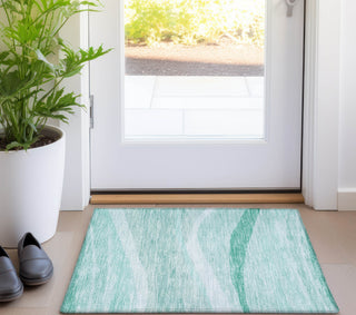 Piper Looms Chantille Swirls ACN1099 Aqua Machine Washable Area Rug Scatter Lifestyle Image Feature