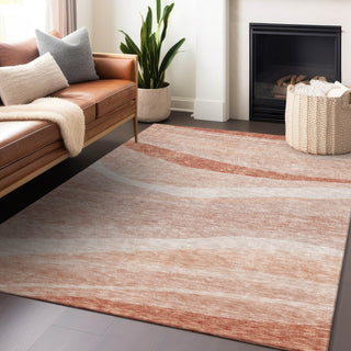 Piper Looms Chantille Swirls ACN1099 Salmon Machine Washable Area Rug Lifestyle Image Feature