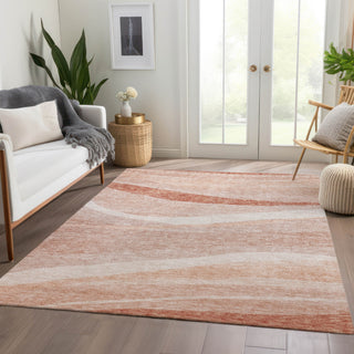 Piper Looms Chantille Swirls ACN1099 Salmon Machine Washable Area Rug Lifestyle Image Feature