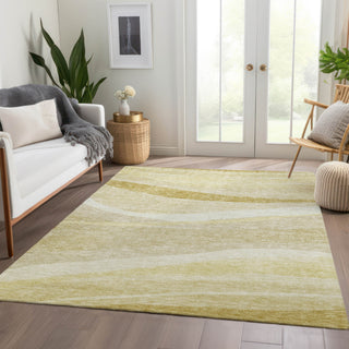 Piper Looms Chantille Swirls ACN1099 Wheat Machine Washable Area Rug Lifestyle Image Feature