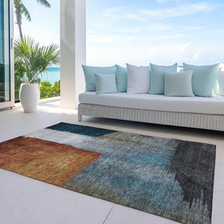 Piper Looms Chantille Squares ACN1100 Copper Machine Washable Area Rug Outdoor Lifestyle Image Feature