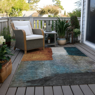 Piper Looms Chantille Squares ACN1100 Copper Machine Washable Area Rug Outdoor Lifestyle Image Feature