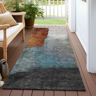 Piper Looms Chantille Squares ACN1100 Copper Machine Washable Area Rug Runner Outdoor Lifestyle Image Feature
