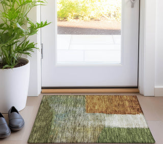 Piper Looms Chantille Squares ACN1100 Green Machine Washable Area Rug Scatter Lifestyle Image Feature