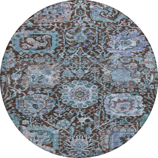 Piper Looms Chantille Damask ACN1101 Chocolate Machine Washable Area Rug Round Main Image