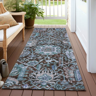 Piper Looms Chantille Damask ACN1101 Chocolate Machine Washable Area Rug Runner Outdoor Lifestyle Image Feature