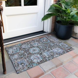 Piper Looms Chantille Damask ACN1101 Chocolate Machine Washable Area Rug Scatter Outdoor Lifestyle Image Feature