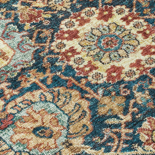 Piper Looms Chantille Damask ACN1101 Navy Machine Washable Area Rug Swatch Image