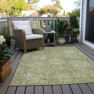 Piper Looms Chantille Damask ACN1101 Sage Machine Washable Area Rug Outdoor Lifestyle Image Feature