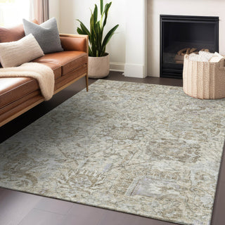 Piper Looms Chantille Damask ACN1102 Ivory Machine Washable Area Rug Lifestyle Image Feature