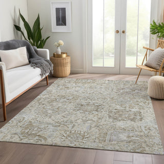 Piper Looms Chantille Damask ACN1102 Ivory Machine Washable Area Rug Lifestyle Image Feature