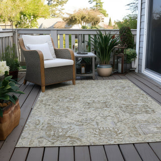 Piper Looms Chantille Damask ACN1102 Ivory Machine Washable Area Rug Outdoor Lifestyle Image Feature