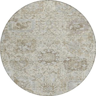 Piper Looms Chantille Damask ACN1102 Ivory Machine Washable Area Rug Round Main Image