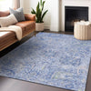 Piper Looms Chantille Damask ACN1102 Sky Machine Washable Area Rug Lifestyle Image Feature