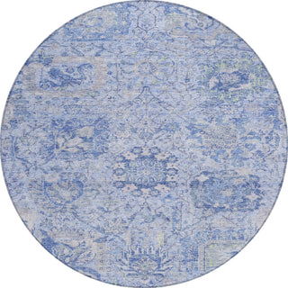 Piper Looms Chantille Damask ACN1102 Sky Machine Washable Area Rug Round Main Image