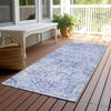 Piper Looms Chantille Damask ACN1102 Sky Machine Washable Area Rug Runner Outdoor Lifestyle Image Feature