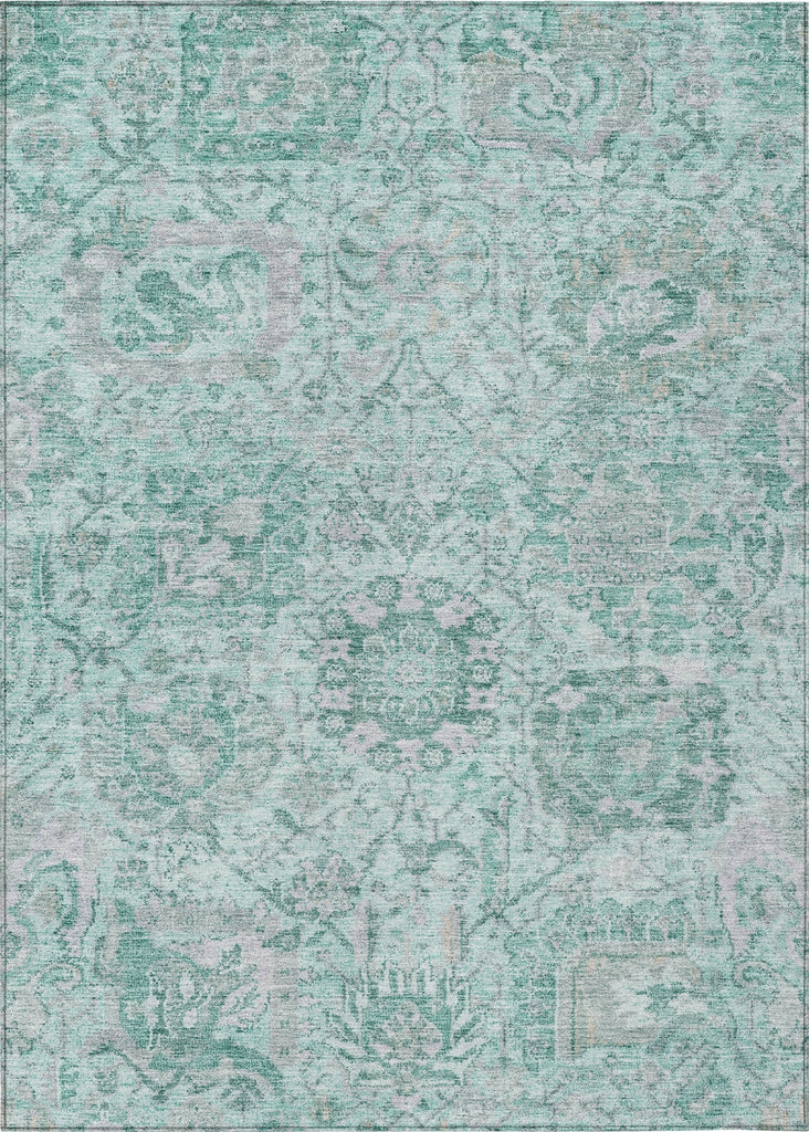 Piper Looms Chantille Damask ACN1102 Teal Machine Washable Area Rug main image