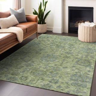Piper Looms Chantille Damask ACN1105 Aloe Machine Washable Area Rug Lifestyle Image Feature