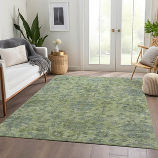Piper Looms Chantille Damask ACN1105 Aloe Machine Washable Area Rug Lifestyle Image Feature