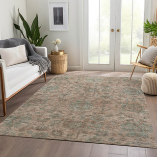 Piper Looms Chantille Damask ACN1105 Coral Machine Washable Area Rug Lifestyle Image Feature