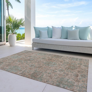 Piper Looms Chantille Damask ACN1105 Coral Machine Washable Area Rug Outdoor Lifestyle Image Feature