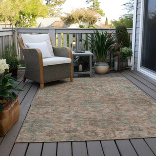 Piper Looms Chantille Damask ACN1105 Coral Machine Washable Area Rug Outdoor Lifestyle Image Feature