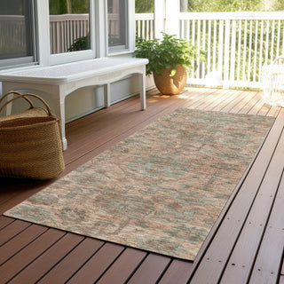 Piper Looms Chantille Damask ACN1105 Coral Machine Washable Area Rug Runner Outdoor Lifestyle Image Feature