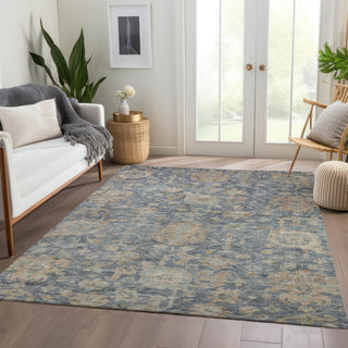 Piper Looms Chantille Damask ACN1105 Denim Machine Washable Area Rug Lifestyle Image Feature