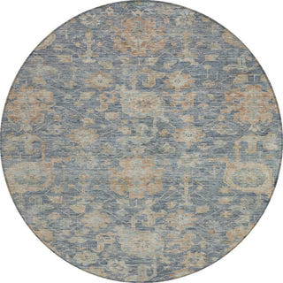 Piper Looms Chantille Damask ACN1105 Denim Machine Washable Area Rug Round Main Image