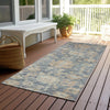 Piper Looms Chantille Damask ACN1105 Denim Machine Washable Area Rug Runner Outdoor Lifestyle Image Feature