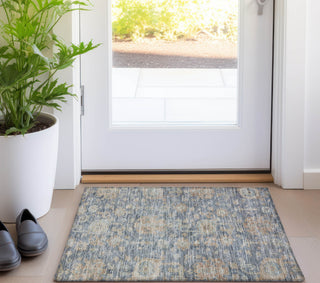 Piper Looms Chantille Damask ACN1105 Denim Machine Washable Area Rug Scatter Lifestyle Image Feature